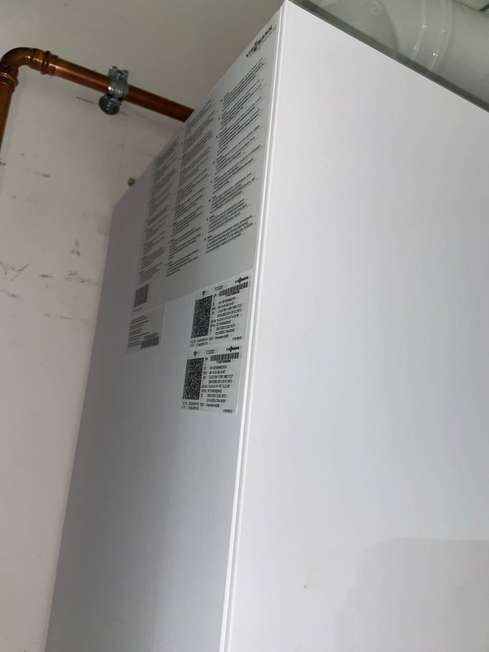 Informationen auf der Seite der getesteten Gastherme.