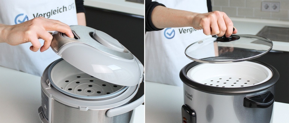 Reiskocher Test: Die Deckel-Konstruktion wird geöffnet. 