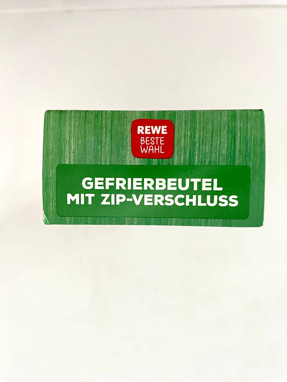 Gefrierbeutel getestet: Kopfseite einer Packung in Nahaufnahme.