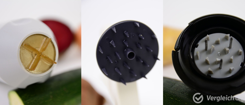 Drei Gemüsestecker in einer Collage.