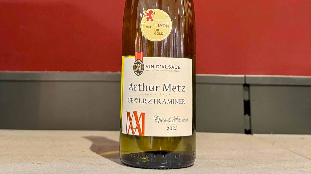Gewürztraminer getestet:Nahaufnahme des Labels.