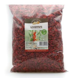 Goji-Beeren-Test: Goji-Beeren in einer Plastikverpackung. 