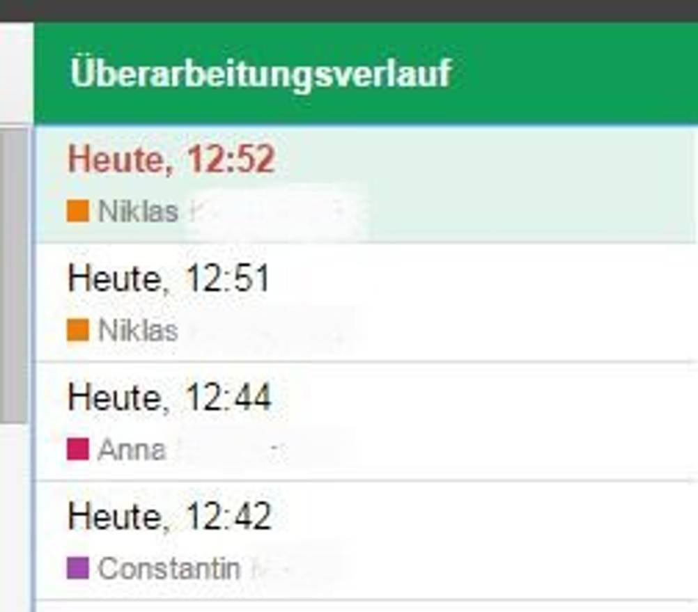 Google Drive Überarbeitungsverlauf