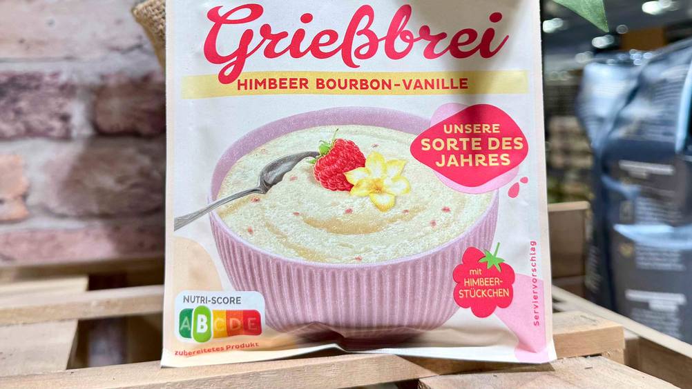 Grießbrei getestet: Nahaufnahme der Vorderseite der Verpackung mit Grafik.