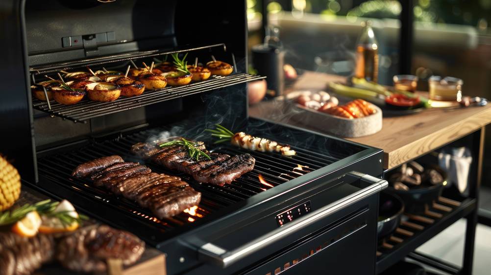 Grilllicht-Test: Zu sehen ist ein 3-Brenner-Grill mit einer zusätzlichen Ebene.