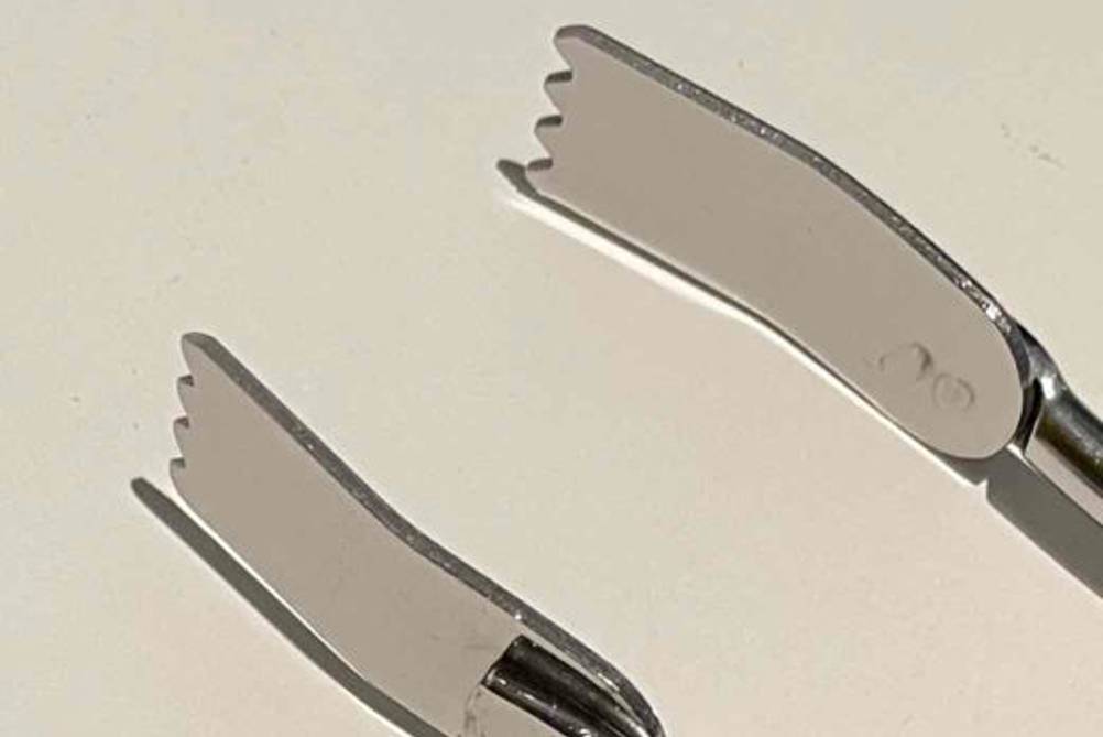 Im Test: Detailansicht einer Grillzange.
