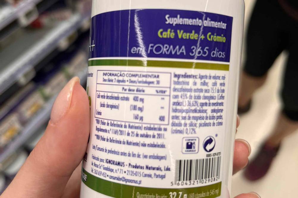Inhaltsstoffangaben von einem getestetem grünen Kaffee.