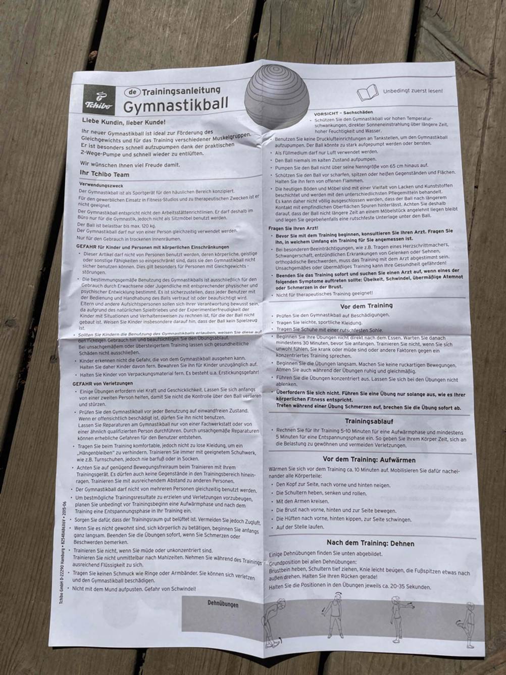 Anleitung von einem getestetem Gymnastikball.