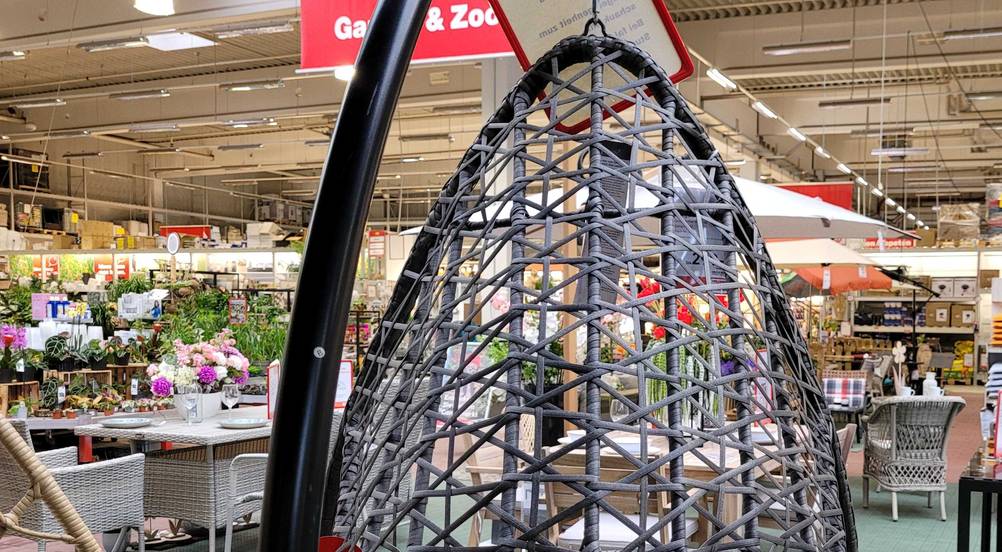Hängesessel getestet: Nahaufnahme der Strucktur des Rückenteils von hinten.