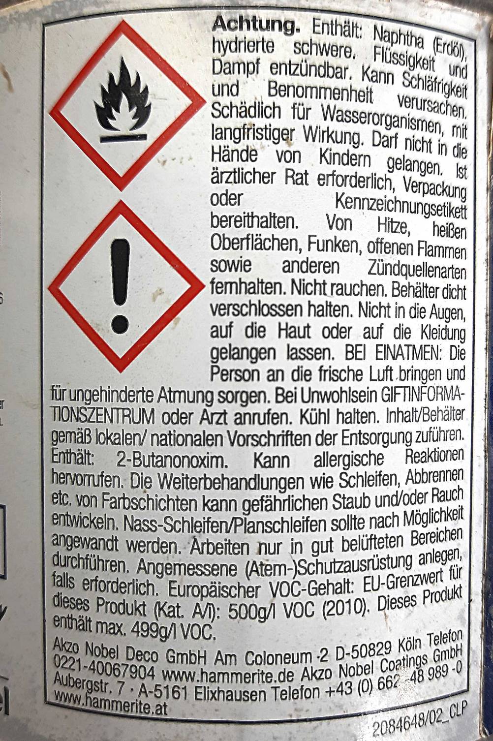 Detailansicht der Produktbeschreibung auf der Dose des getesteten Goldlacks.