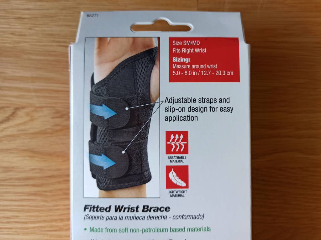 Handgelenkbandage in der Original-Verpackung.