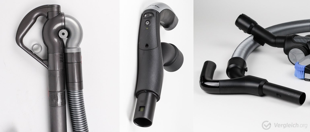 Die Handstücke eines Staubsaugers ohne Beutel im Überblick.