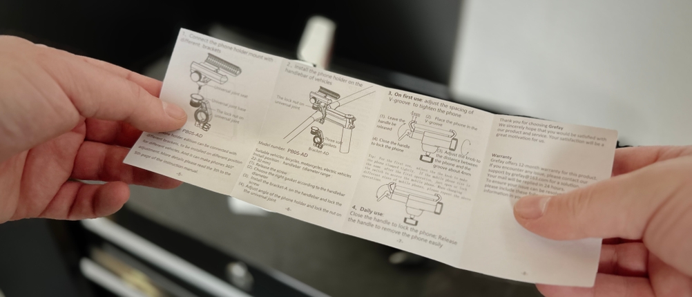 Die Anleitung der Handyhalterung von Grefay.