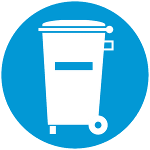 blaues Symbol Hausmülltonne