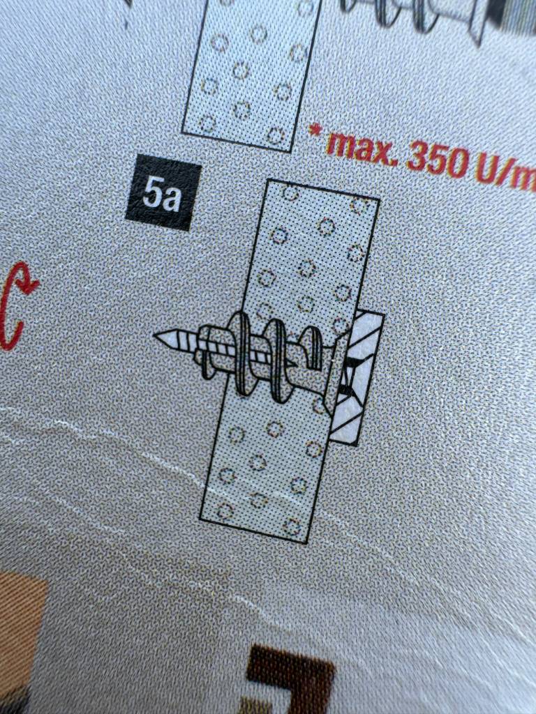 Hohlraumdübel getestet: Nahaufnahme einer Grafik auf der Rückseite der Verpackung.