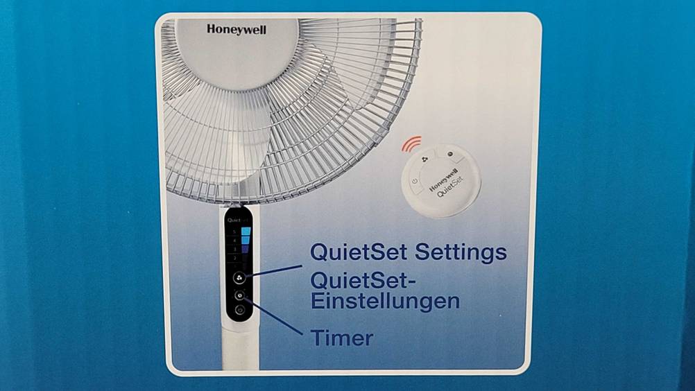 Honeywell Ventilator getestet: Nahaufnahme einer Infografik auf der Verpackung.