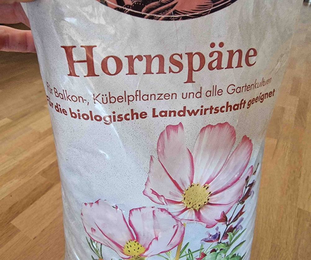 Hornspäne getestet: Nahaufnahme der Vorderseite der Verpackung mit Artikelbezeichnung.