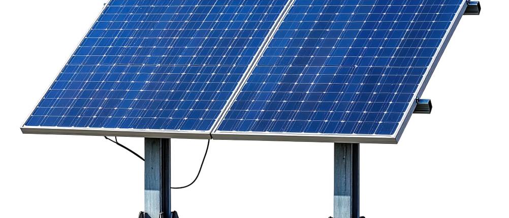 Hoymiles-Wechselrichter im Test: Zwei freigestellte PV-Module, die auf einem Ständerwerk montiert sind.