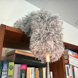 Mit dem Htly-SPR-Spinnwebenbesen wird ein Schrank gereinigt.