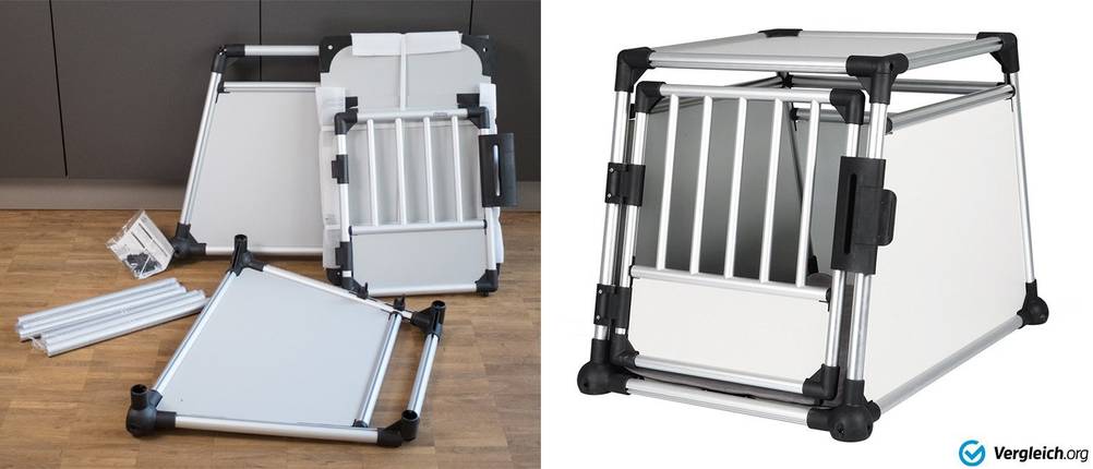 Test von Hundebox aus Metall
