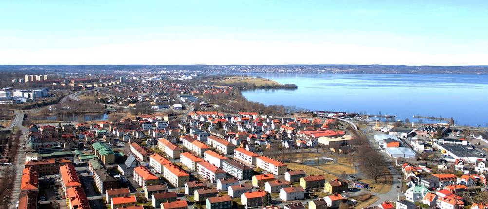 Luftaufnahme der Stadt Huskvarna.