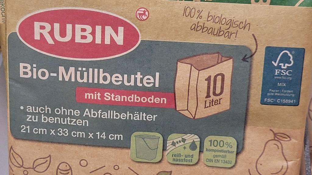 Rubin Biomülltüten im Test: Detailansicht der Verpackung inklusive Produktangaben.