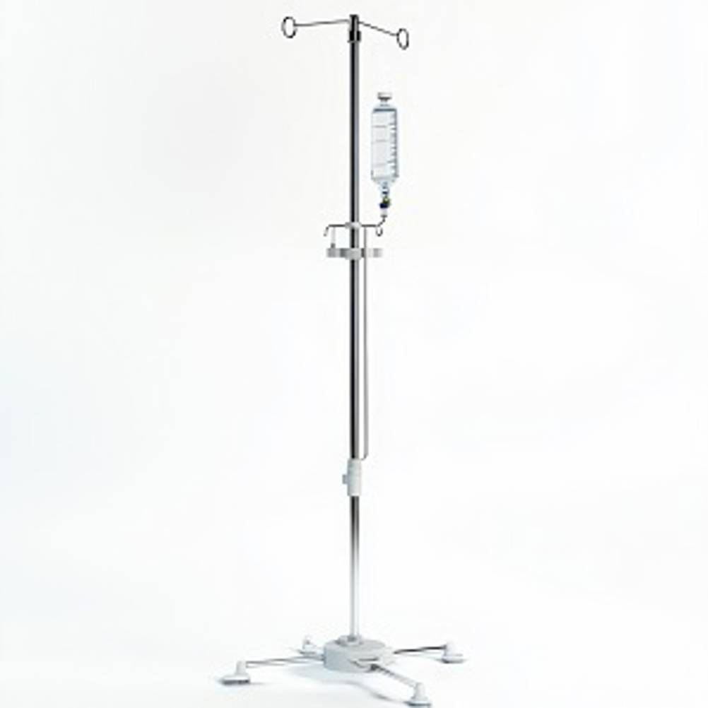 Infusionsständer im Test: Infusionsständer aus Edelstahl mit stabilem Standfuß.