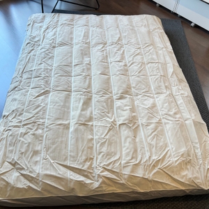 Die Intex 64103 liegt fast vollständig aufgepumpt auf einem Teppich.