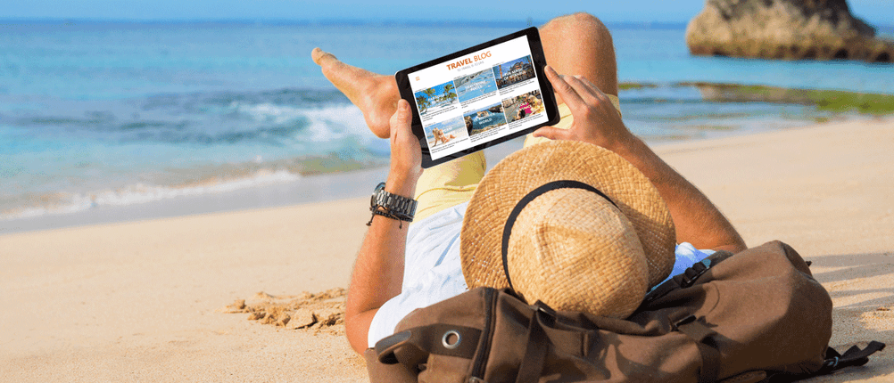 iPad-Nutzer am Strand