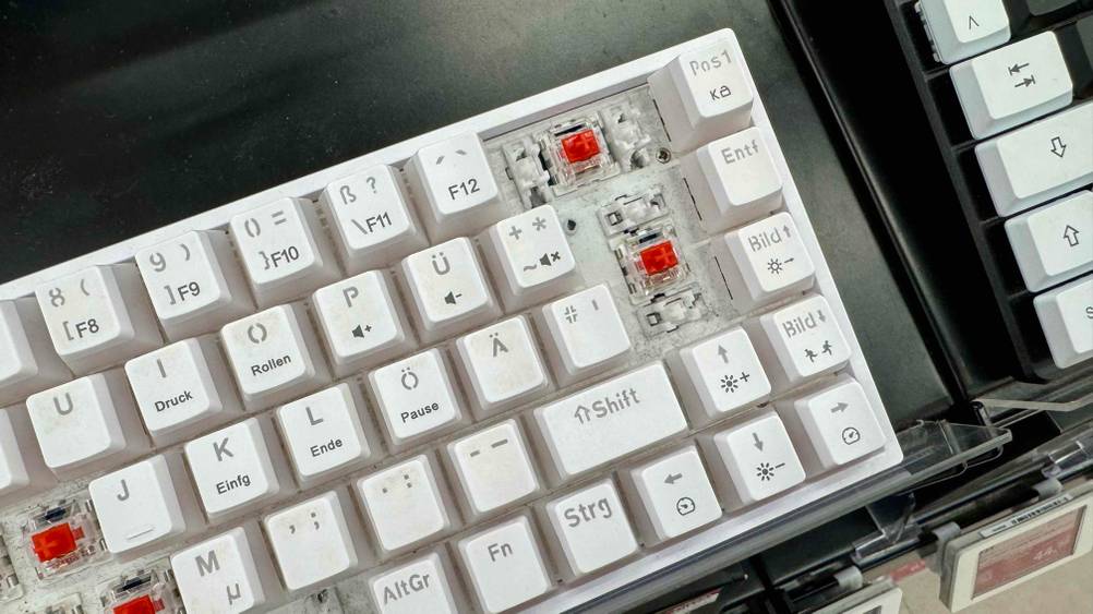 Mechanische Tastatur getestet: Nahansicht der rechten Hälfte.