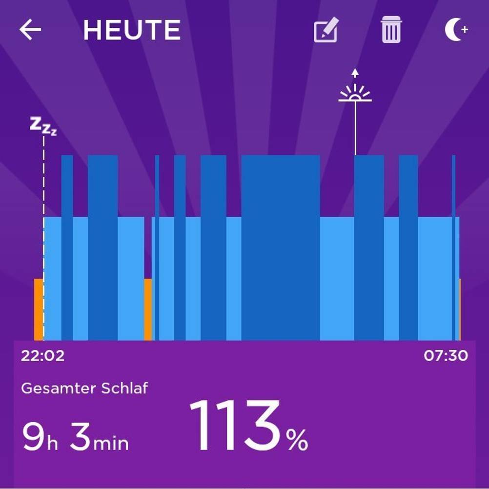Schrittzähler im Test: App-Anzeige zur Schlafanalyse