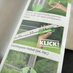 Ein Verpackungshinweis zeigt den Leichtspann-Hebel der Juwel Novaplus 600 Lift mit 