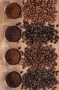 Kaffeebohnen vier Sorten
