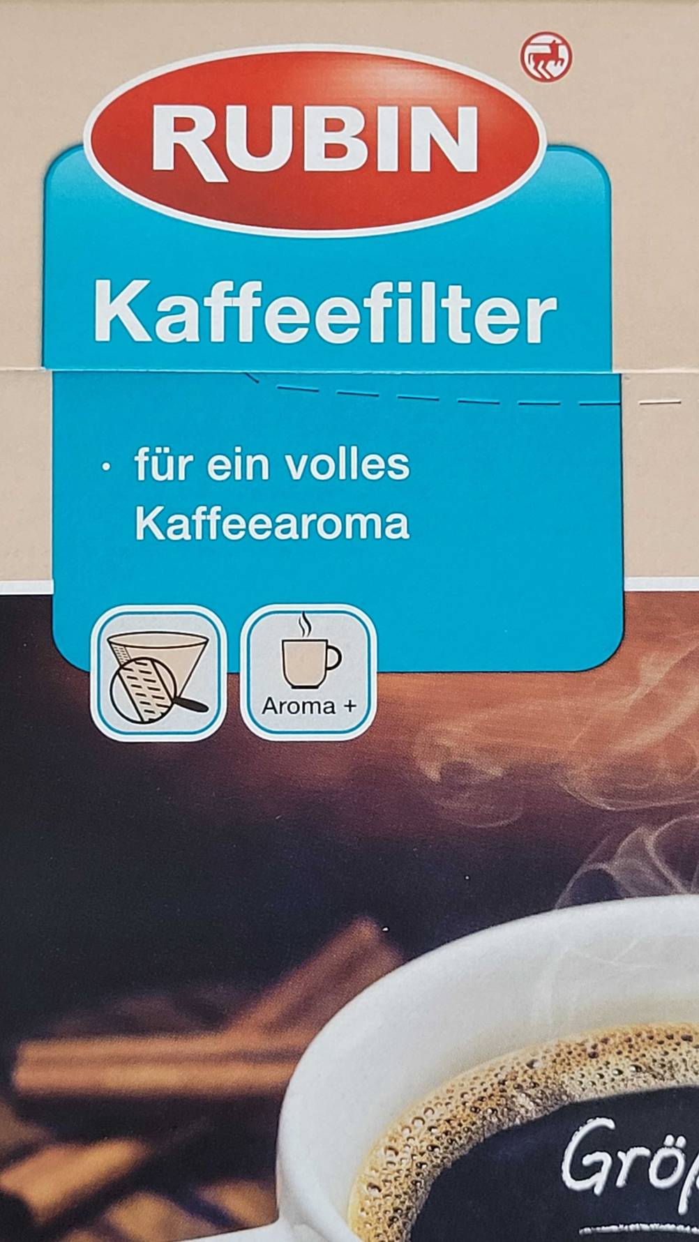 Kaffeefilter getestet: Nahaufnahme des Logos auf der Verpackung.