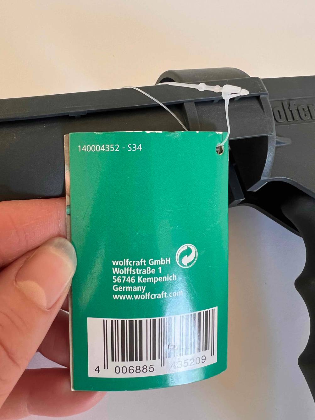 Barcode von einer getesteten Kartuschenpistole.