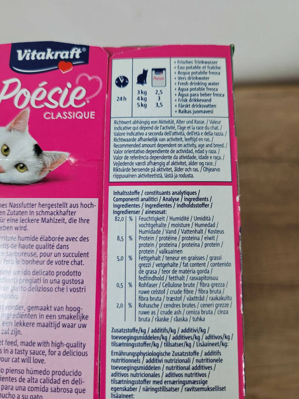 Katzennassfutter-Test: Packungsbeilage von Vitakraft Poesie. 