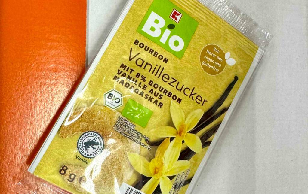 Detailansicht einer 8-g-Packung Vanillezucker im Test.