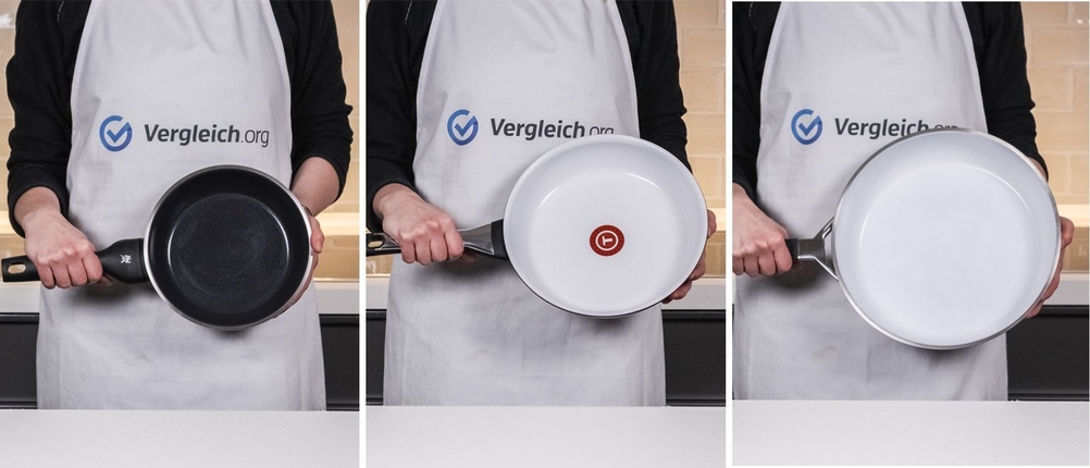 3 Keramikpfannen in unterschiedlichen Größen