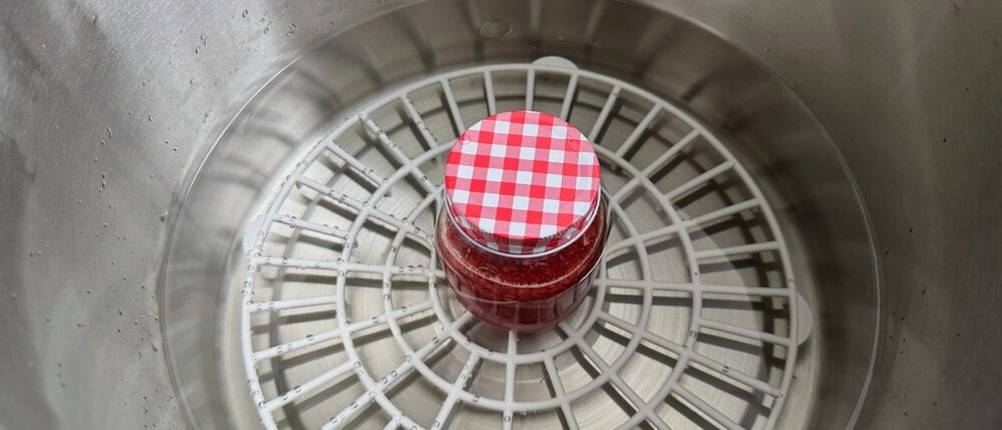 Im Behälter des Klarstein FP14-90400-lady steht ein Einmachglas im Wasser