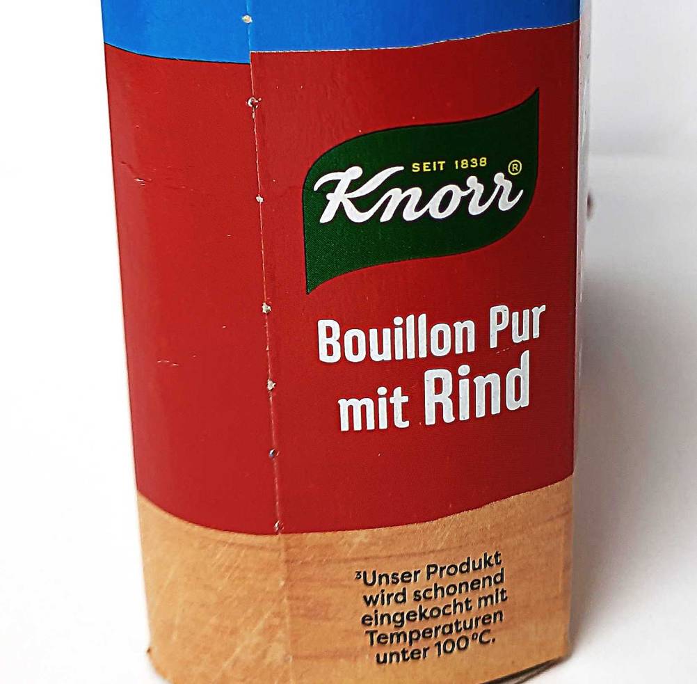 Seitenansicht der Verpackung der getesteten Knorr-Bouillon.