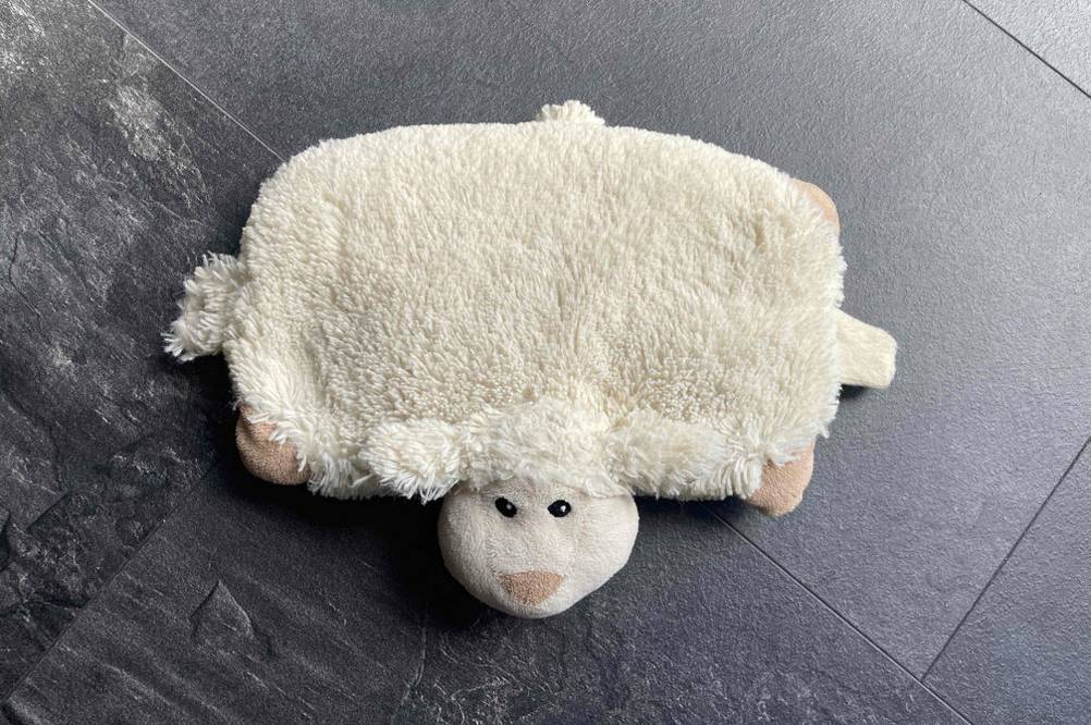 Ein großflächiges Körnerkissen (Schaf)