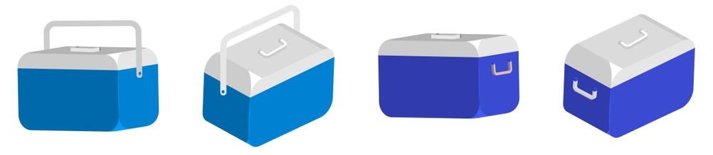 Grafik zeigt Kühlboxen mit unterschiedlichen Griffen.