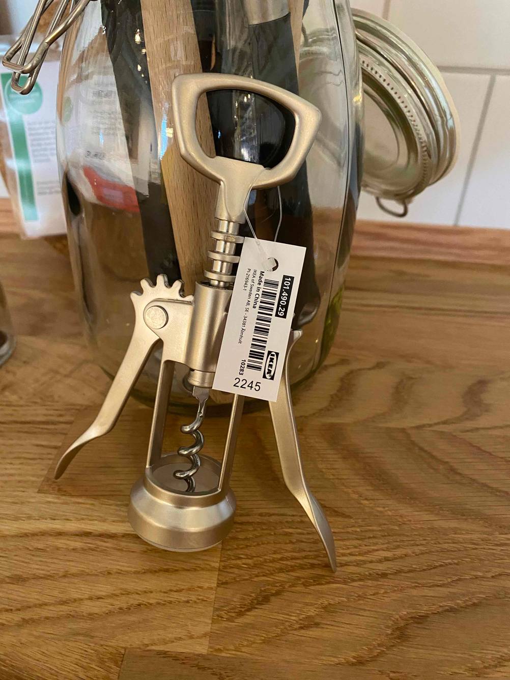 Barcode von einem getestetem Korkenzieher.