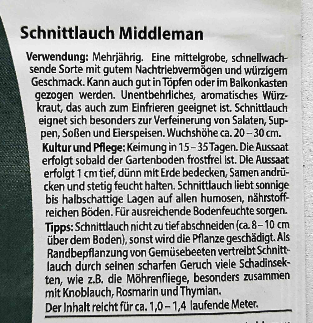 Kräuter-Samen im Test: Nahaufnahme der Rückseite mit Informationen.