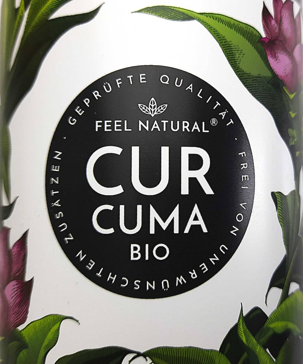 Kurkuma-Kapseln getestet: Nahaufnahme des Labels mit Logo und Artikelbezeichnung.