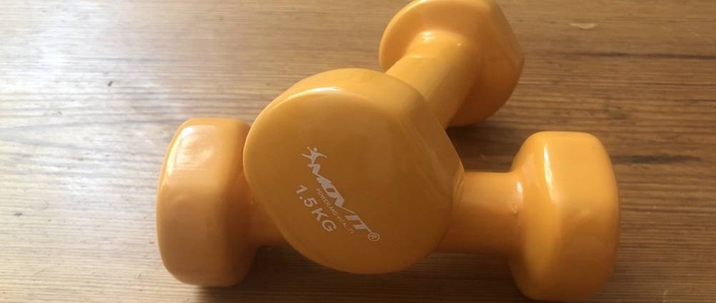 zwei 1,5 kg Kurzhanteln liegen übereinander