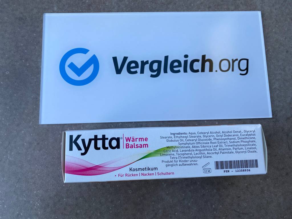 Kytta-Wärmebalsam Verpackung mit Inhaltsstoffen.