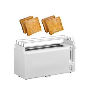 Vier Toasts springen aus einem Langschlitztoaster