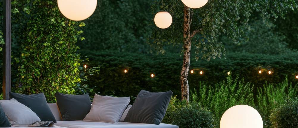 Leuchtkugel-Garten-Test: Strahlende Leuchtkugeln können den Garten in Szene setzen.