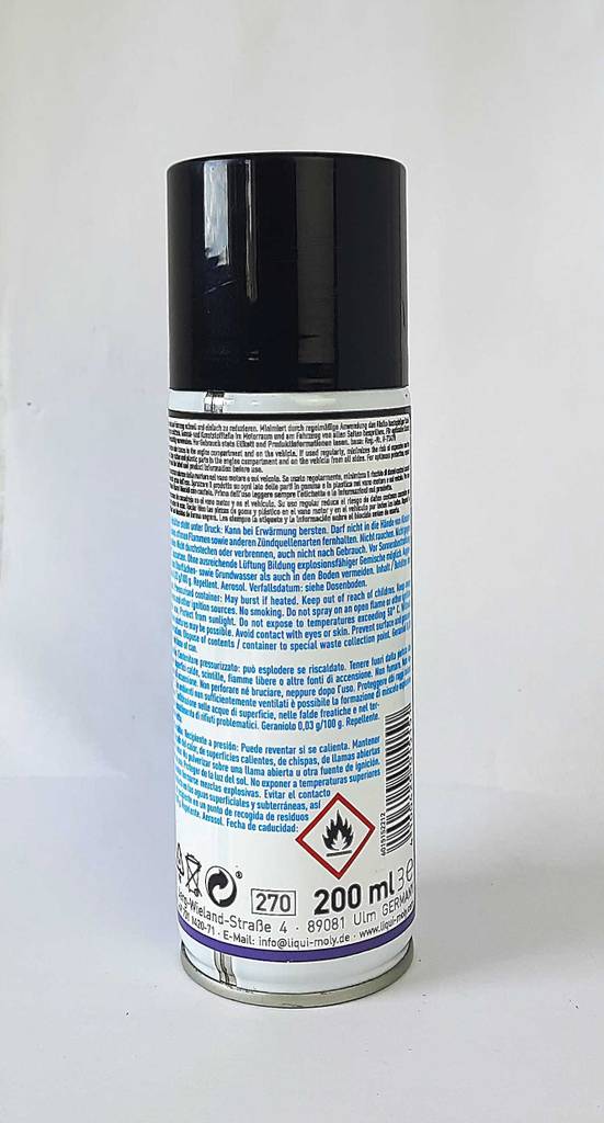 Ansicht der Rückseite einer Dose Marderschutz im Test.